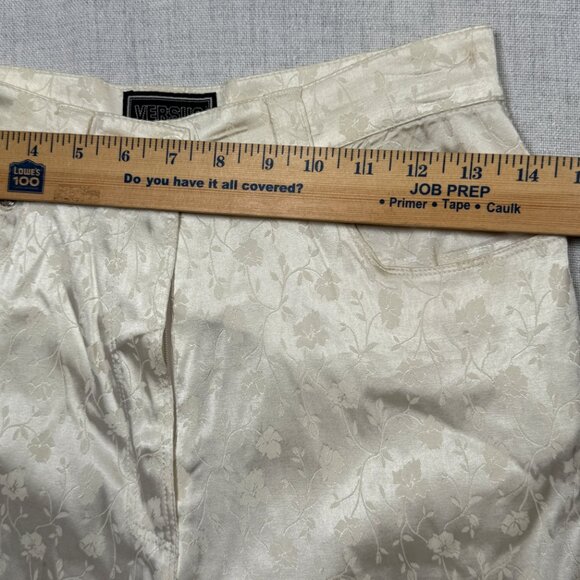 Vintage Versus Gianni Versace Trousers Floral Jacquard White Satin Size 33/40 - Picture 8 of 15